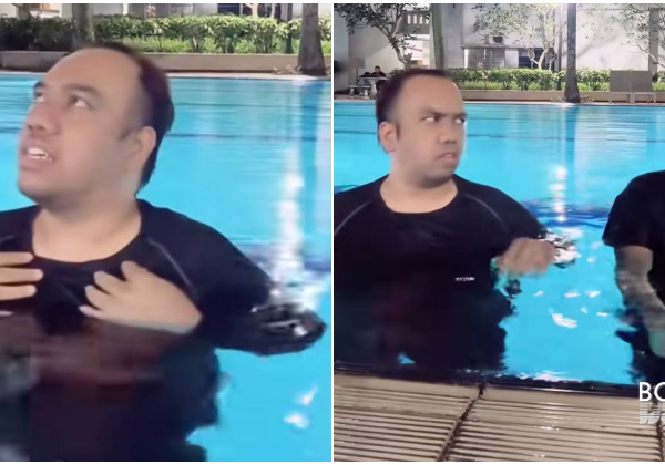 Lelaki mandi kolam ditegur wanita