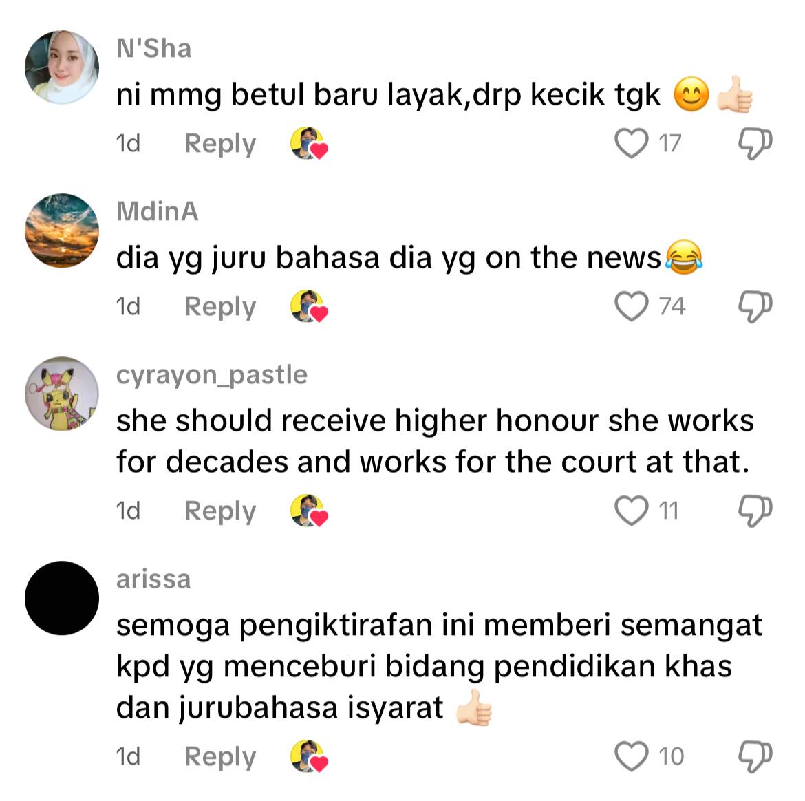 Jurubahasa terjemah berita sendiri